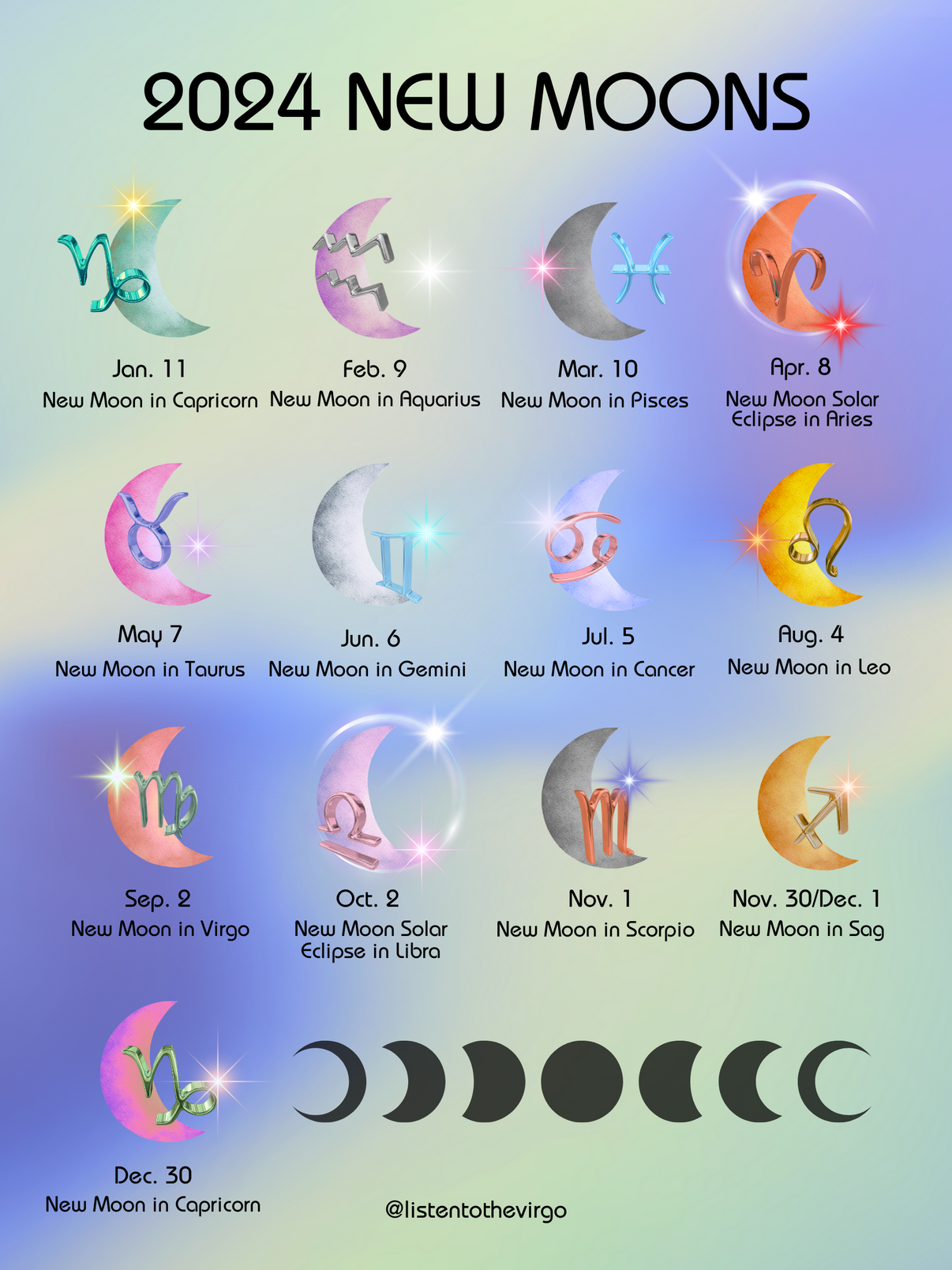 Astrology 2024 New Moons 2024 New Moon Print Listen to the Virgo