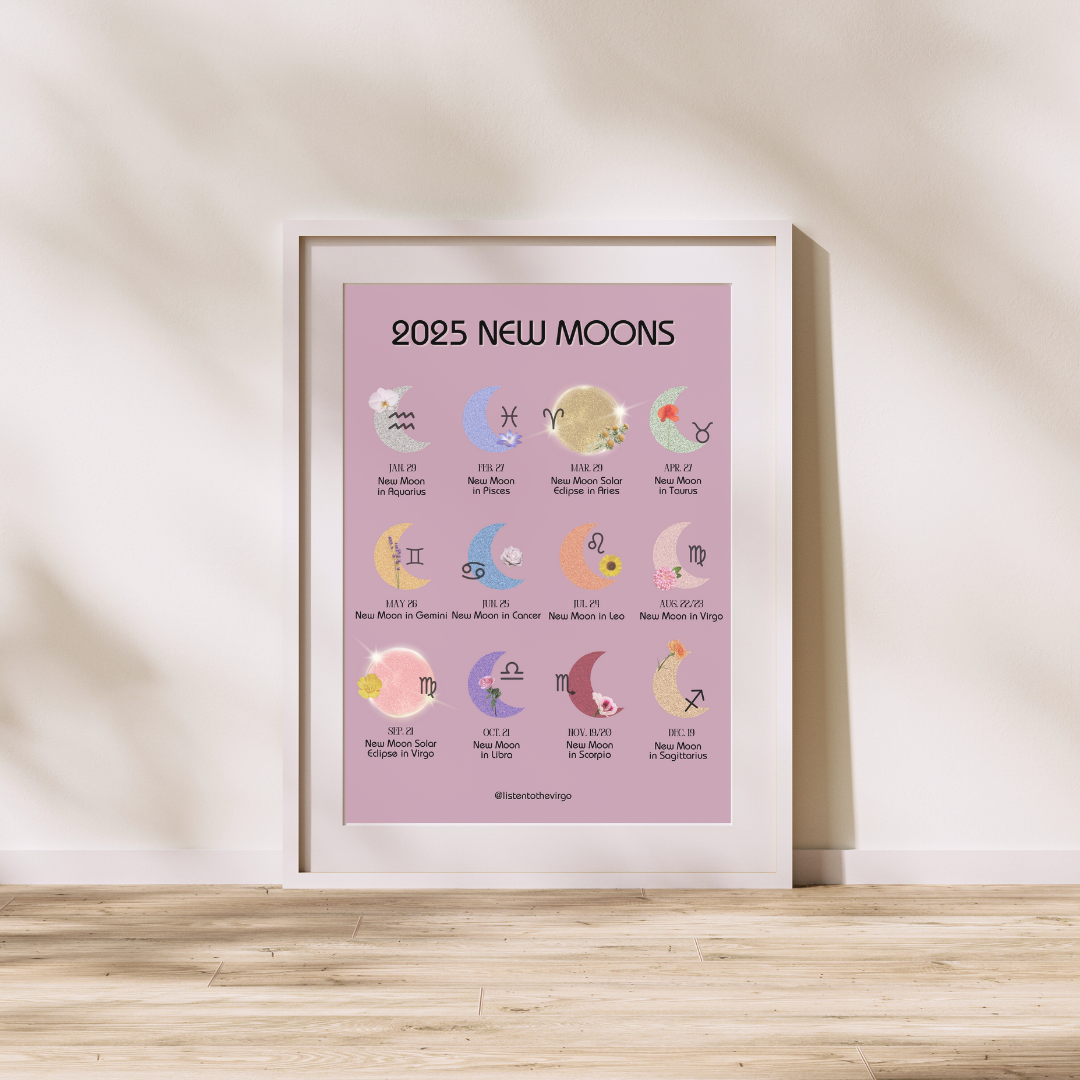 2025 New Moons Calendar Print