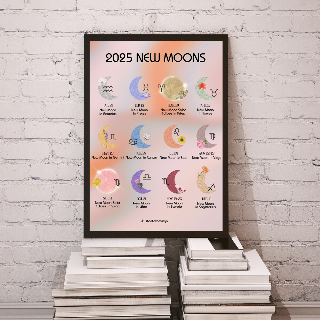 2025 New Moons Calendar Print